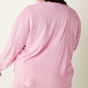Victoria's Secret PINK Varsity Beach Terry V Neck Top Cupid Pink Size Small